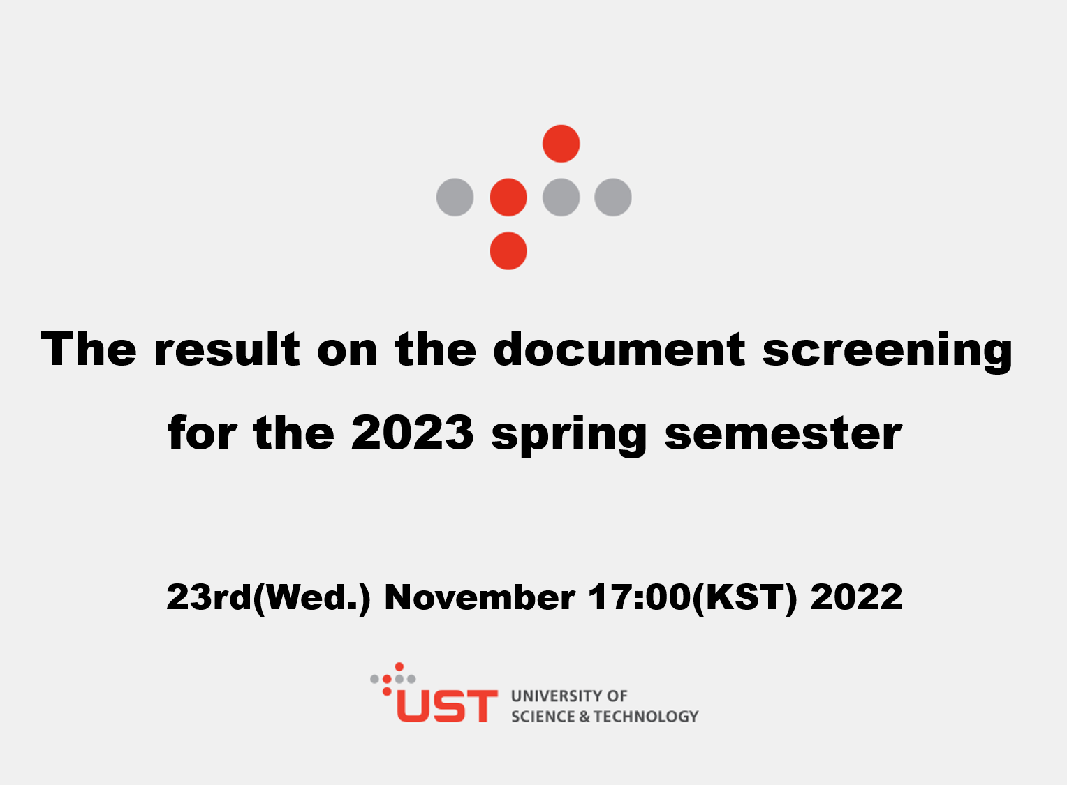 The result on the document screening for the 2023 spring semester